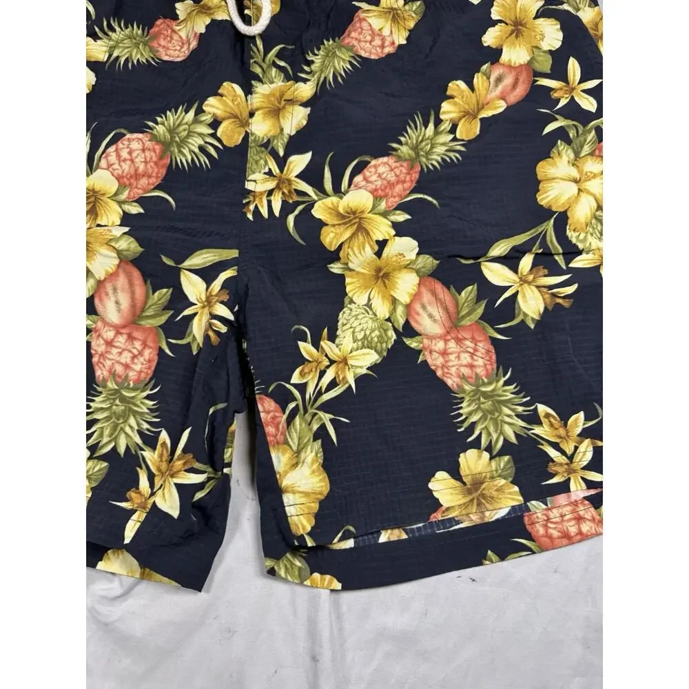 Tommy Bahama Pineapple Floral Swim Trunks Board Shorts Men’s XL Blue Hawaiian